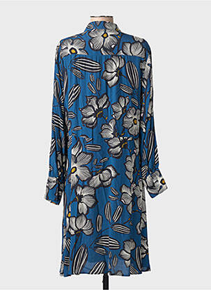 Rochie midi imprimeu floral mâneci lungi albastru HARTFORD femeie