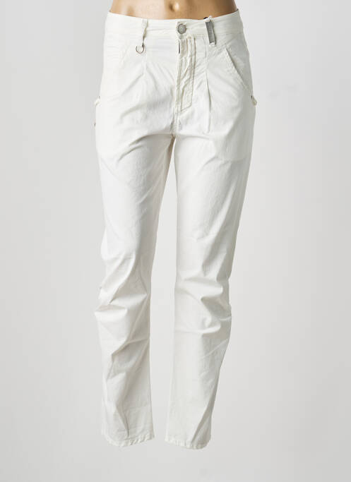 Pantalon slim țesătură poplin talie înaltă bej HIGH femme