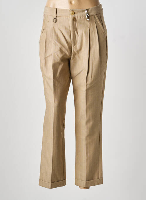 Pantalon drept țesătură crep talie înaltă bej HIGH femme