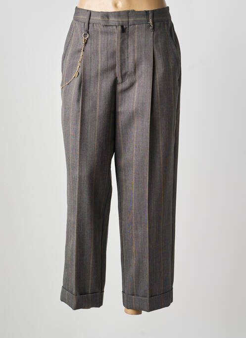 Pantalon drept talie cu cleme talie înaltă gri HIGH femme