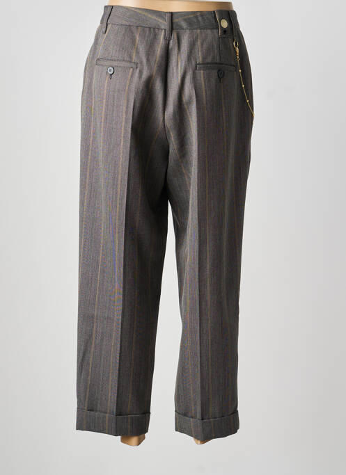 Pantalon drept talie cu cleme talie înaltă gri HIGH femme