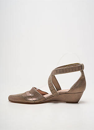 Sandale/pantofi decupați țesătură satinată toc de 4 la 6 cm maro ROSEMETAL femeie
