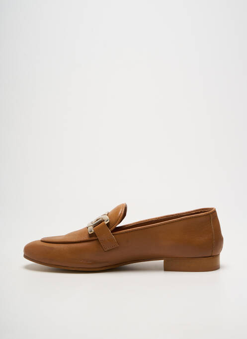 Mocasini țesătură satinată toc plat până la 3 cm maro JHAY femme