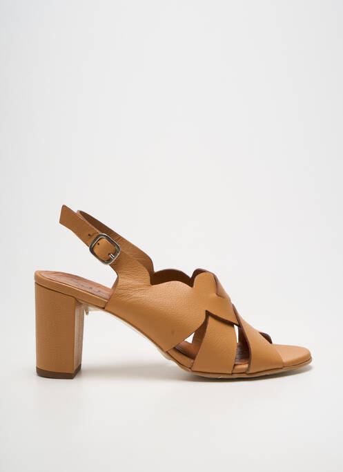 Sandale/pantofi decupați toc pătrat toc de 7 la 9 cm maro JHAY femme