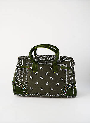 Geantă căptușeală textilă formă dreptunghiulară verde FLOWER MARKET femeie