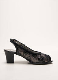 Sandale/pantofi decupați țesătură satinată toc de 4 la 6 cm negru ARA femme