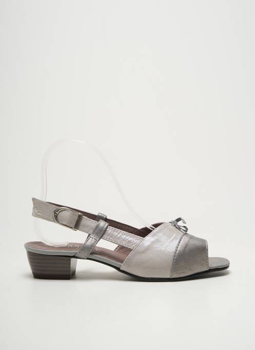 Sandale/pantofi decupați material neted toc plat până la 3 cm gri JMG HOUCKE femme