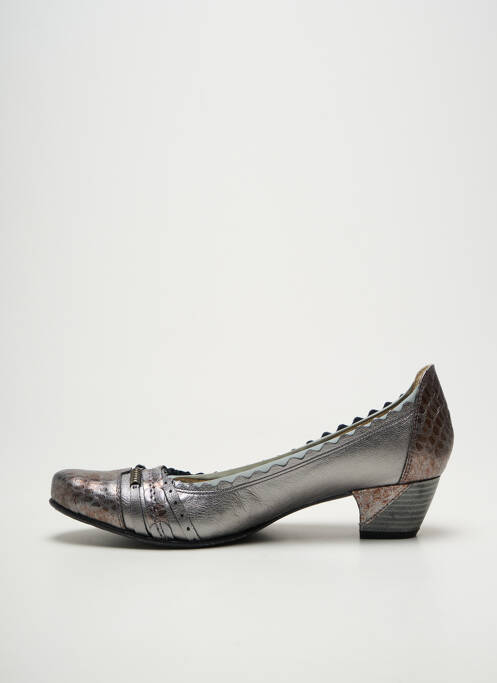 Pantofi cu toc cubanez toc de 4 la 6 cm argintiu J.METAYER femme