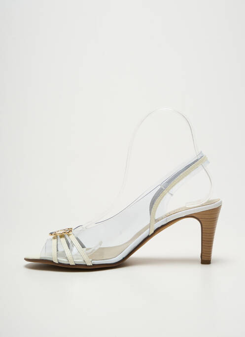 Sandale/pantofi decupați țesătură satinată toc de 7 la 9 cm alb J.METAYER femme