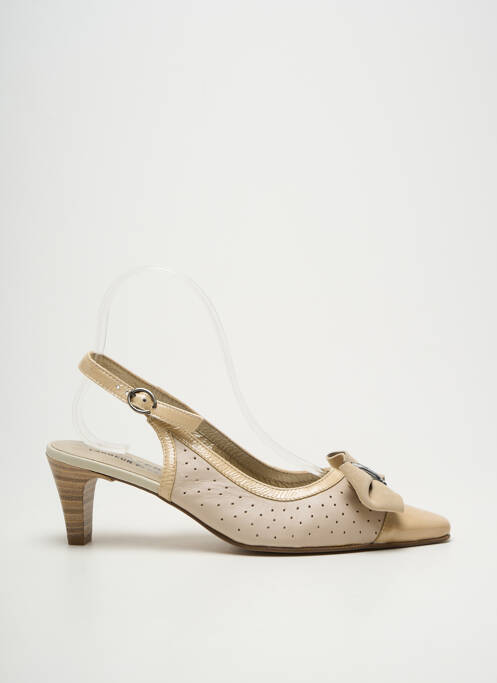 Sandale/pantofi decupați material neted toc de 4 la 6 cm bej J.METAYER femme
