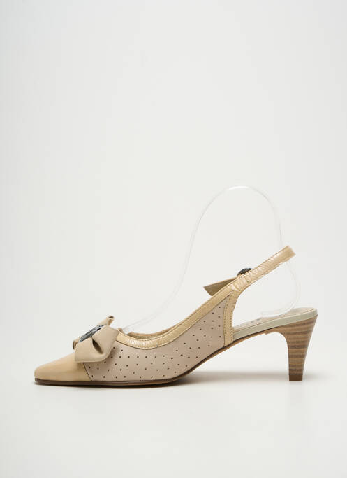 Sandale/pantofi decupați material neted toc de 4 la 6 cm bej J.METAYER femme