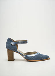 Pantofi cu toc țesătură satinată toc de 7 la 9 cm albastru J.METAYER femme