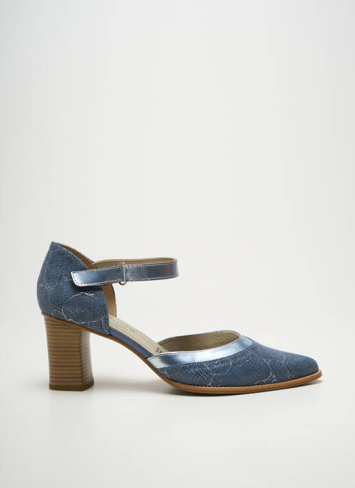 Pantofi cu toc țesătură satinată toc de 7 la 9 cm albastru J.METAYER femme