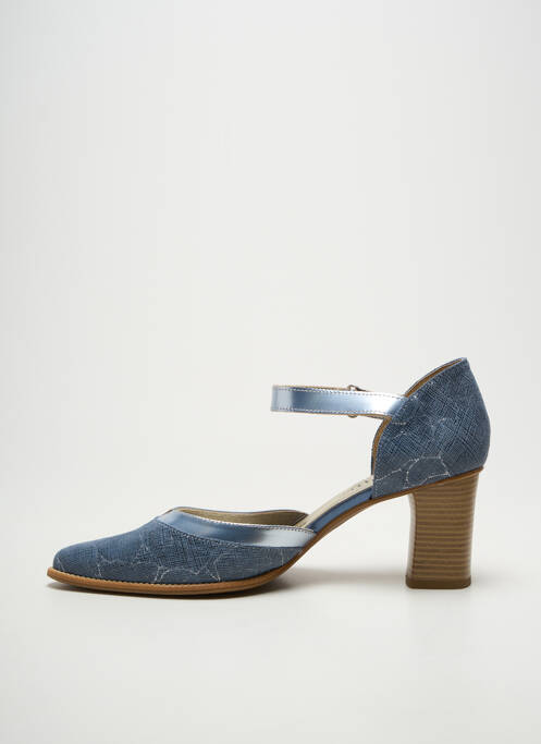 Pantofi cu toc țesătură satinată toc de 7 la 9 cm albastru J.METAYER femme