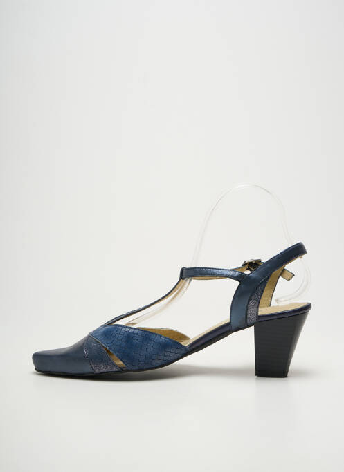 Sandale/pantofi decupați țesătură satinată toc de 7 la 9 cm albastru GEO-REINO femme