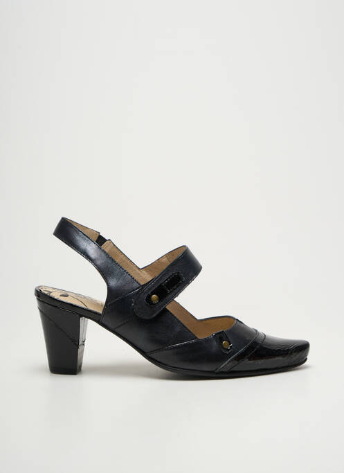 Sandale/pantofi decupați țesătură satinată toc de 4 la 6 cm negru GEO-REINO femme