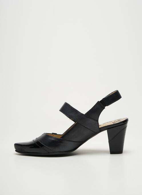 Sandale/pantofi decupați țesătură satinată toc de 4 la 6 cm negru GEO-REINO femme