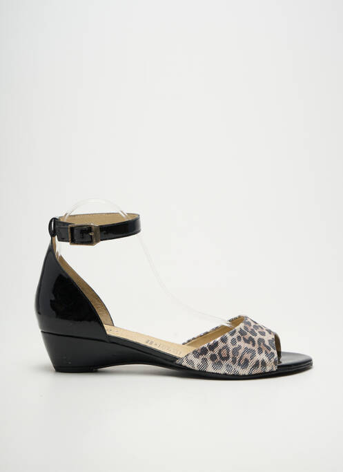 Sandale/pantofi decupați material neted toc de 4 la 6 cm negru GEO-REINO femme