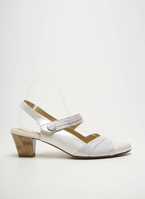 Sandale/pantofi decupați țesătură satinată toc de 4 la 6 cm argintiu GEO-REINO femme