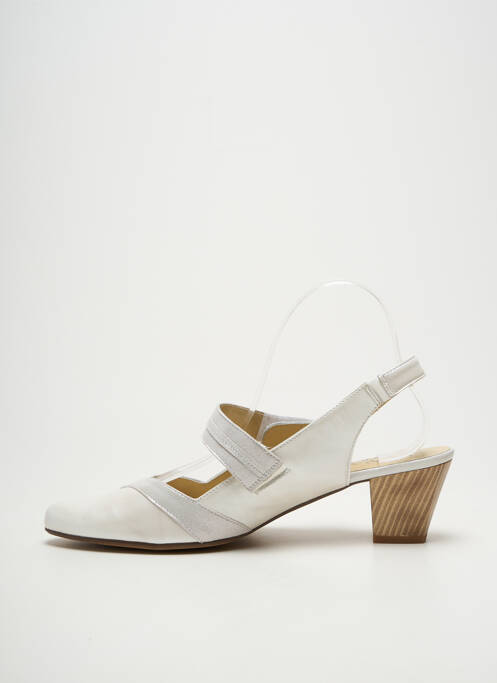 Sandale/pantofi decupați țesătură satinată toc de 4 la 6 cm argintiu GEO-REINO femme