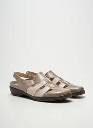 Sandale/pantofi decupați țesătură satinată toc plat până la 3 cm bej SUAVE femme