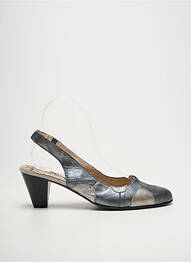 Pantofi cu toc cubanez toc de 7 la 9 cm argintiu GEO-REINO femme