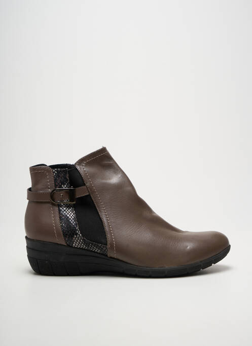 Botine/ghete țesătură satinată toc de 4 la 6 cm maro GEO-REINO femme