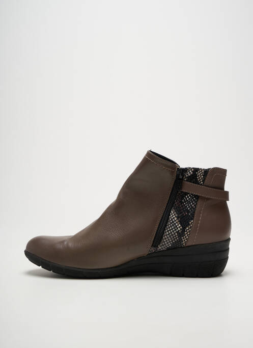 Botine/ghete țesătură satinată toc de 4 la 6 cm maro GEO-REINO femme