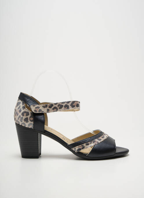 Sandale/pantofi decupați țesătură satinată toc de 7 la 9 cm negru GEO-REINO femme