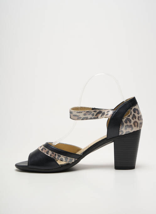 Sandale/pantofi decupați țesătură satinată toc de 7 la 9 cm negru GEO-REINO femme