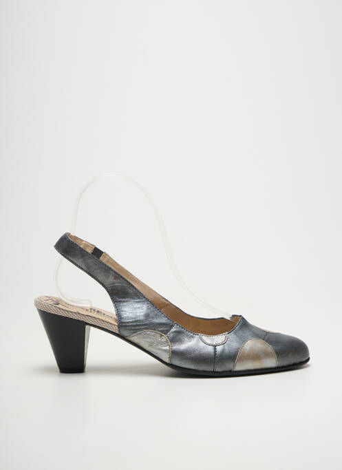 Pantofi cu toc cubanez toc de 7 la 9 cm argintiu GEO-REINO femme