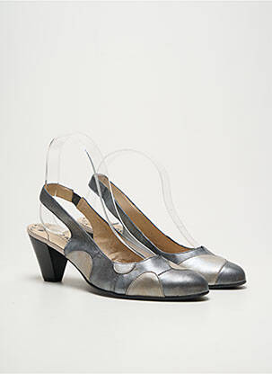 Pantofi cu toc cubanez toc de 4 la 6 cm argintiu GEO-REINO femme