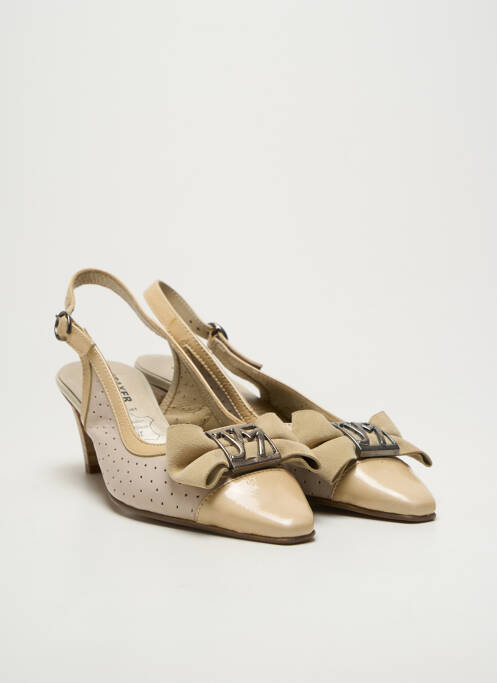 Pantofi cu toc țesătură satinată toc de 4 la 6 cm bej J.METAYER femme