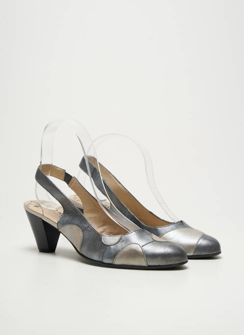 Pantofi cu toc cubanez toc de 4 la 6 cm argintiu GEO-REINO femme