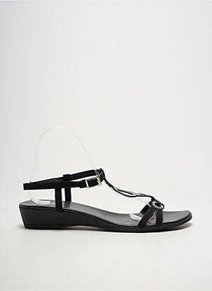 Sandale/pantofi decupați țesătură satinată toc plat până la 3 cm negru SANTAFE femme