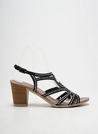 Sandale/pantofi decupați țesătură satinată toc de 7 la 9 cm negru SANTAFE femme
