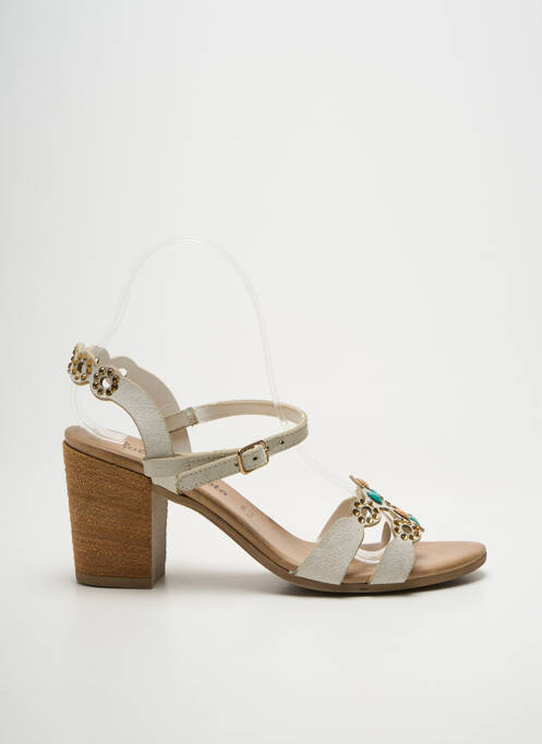 Sandale/pantofi decupați toc pătrat toc de 7 la 9 cm alb LOLA ESPELETA femme