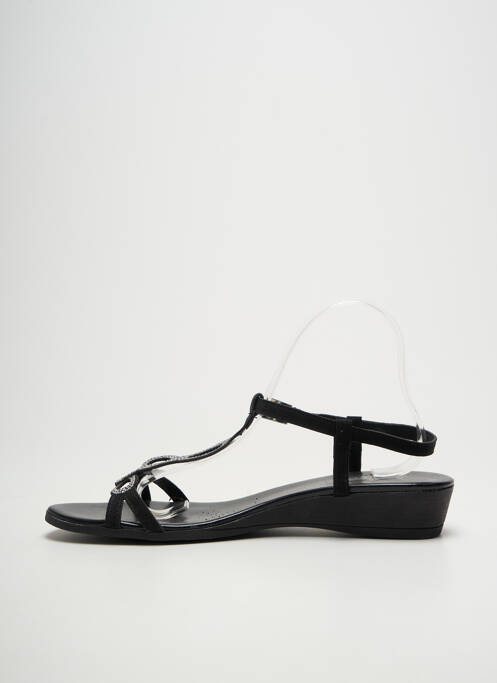 Sandale/pantofi decupați țesătură satinată toc plat până la 3 cm negru SANTAFE femme