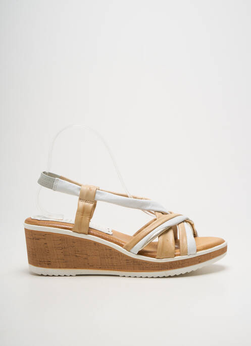 Sandale/pantofi decupați toc platformă toc de 4 la 6 cm bej MARILA femme