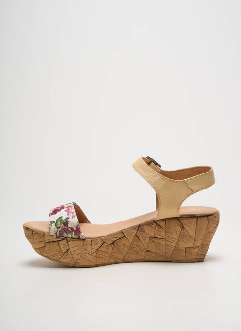Sandale/pantofi decupați țesătură satinată toc de 4 la 6 cm bej BERTUCHI femme