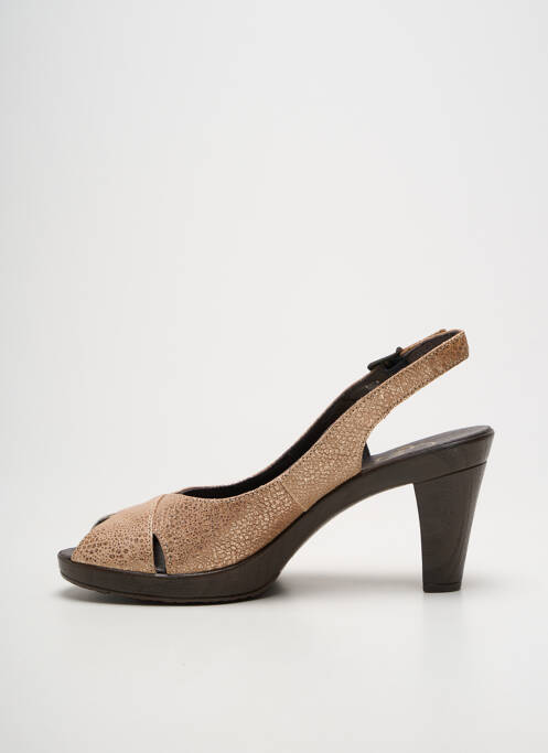 Sandale/pantofi decupați țesătură satinată toc de 7 la 9 cm bej KARSTON femme