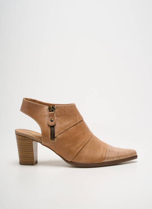 Botine/ghete țesătură satinată toc de 4 la 6 cm maro KARSTON femme