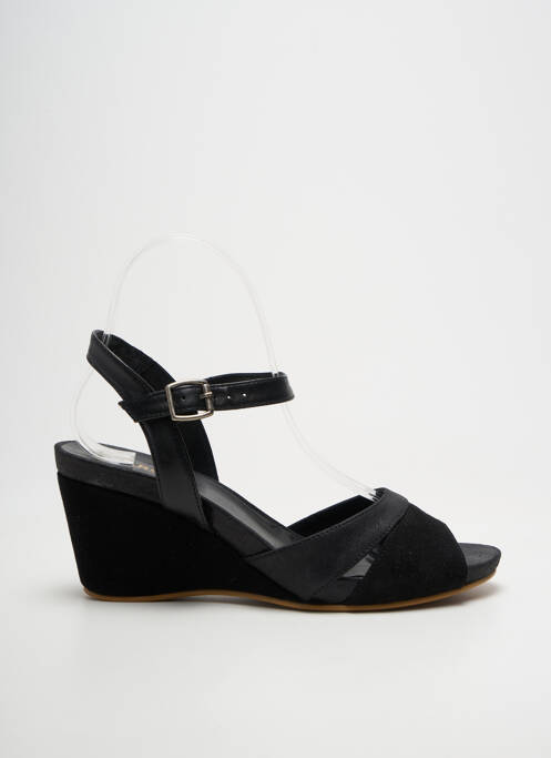 Sandale/pantofi decupați țesătură satinată toc de 7 la 9 cm negru KARSTON femme