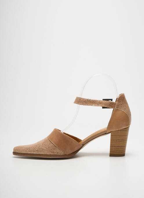 Pantofi cu toc țesătură satinată toc de 4 la 6 cm maro KARSTON femme