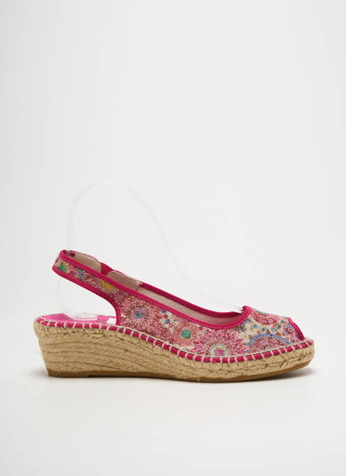 Espadrile țesătură satinată toc de 4 la 6 cm roz LA MAISON DE L'ESPADRILLE femme