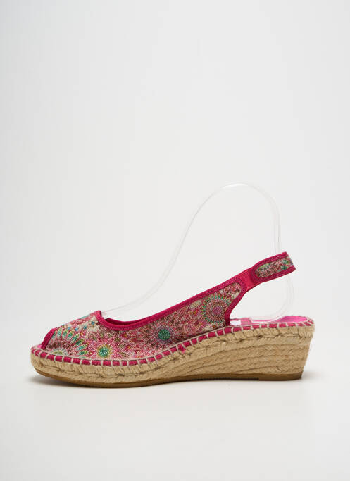 Espadrile țesătură satinată toc de 4 la 6 cm roz LA MAISON DE L'ESPADRILLE femme