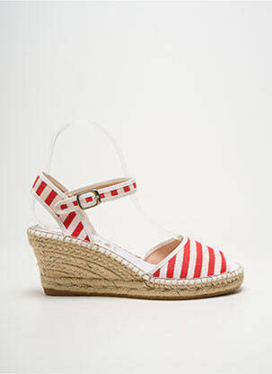 Espadrile țesătură satinată toc de 7 la 9 cm roșu LA MAISON DE L'ESPADRILLE femeie