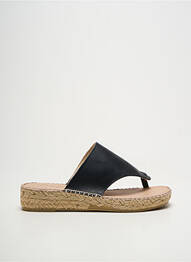 Șlapi țesătură satinată toc plat până la 3 cm negru LA MAISON DE L'ESPADRILLE femme