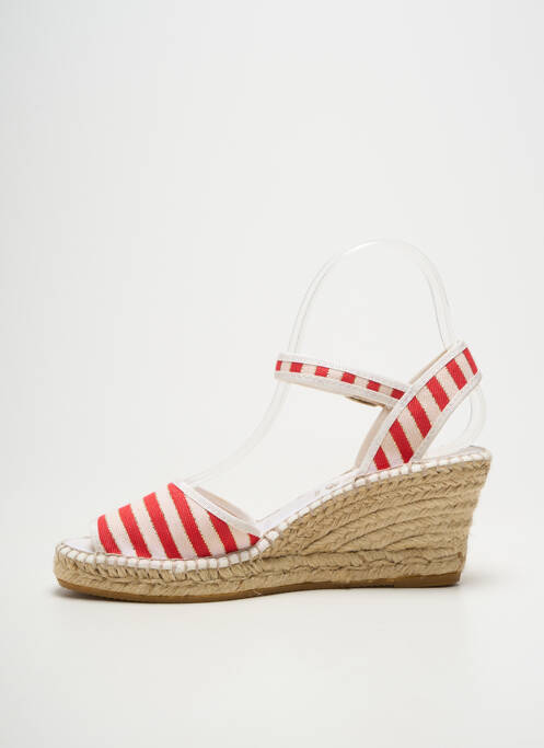 Espadrile țesătură satinată toc de 7 la 9 cm roșu LA MAISON DE L'ESPADRILLE femme