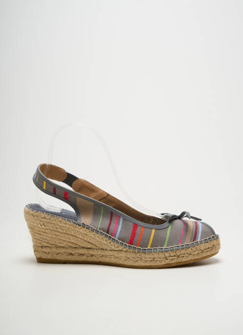 Espadrile vârf deschis toc de 7 la 9 cm gri LA MAISON DE L'ESPADRILLE femme